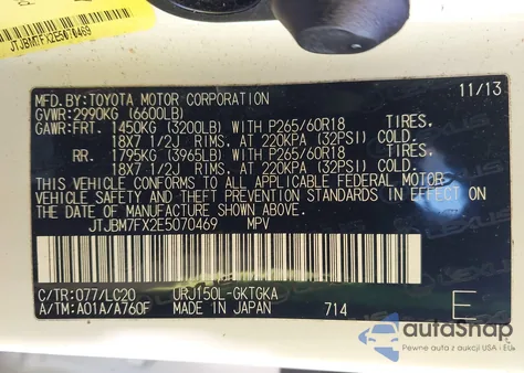 2014 Lexus Gx 460 z USA, uszkodzony, nr VIN JTJBM7FX2E5070469